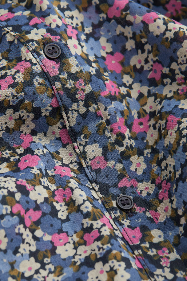 H&M H&m+ Cotton Blouse Blue/pink Floral