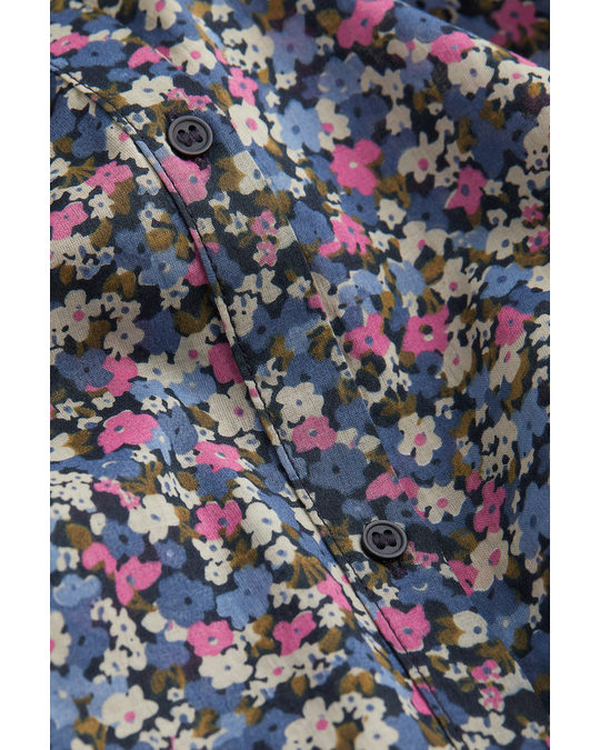 H&M H&m+ Cotton Blouse Blue/pink Floral