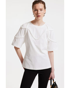 Braid-trim T-shirt White