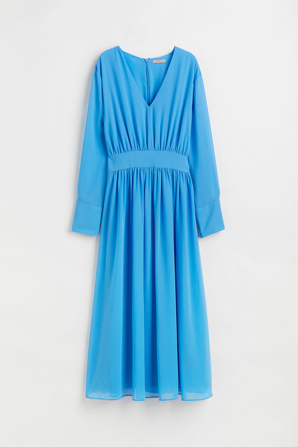 H&M Calf-length Chiffon Dress Blue