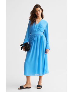 Calf-length Chiffon Dress Blue