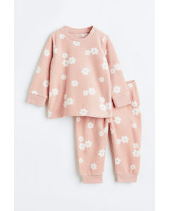Pyjamas I Fleece Tåkerosa/blomstret