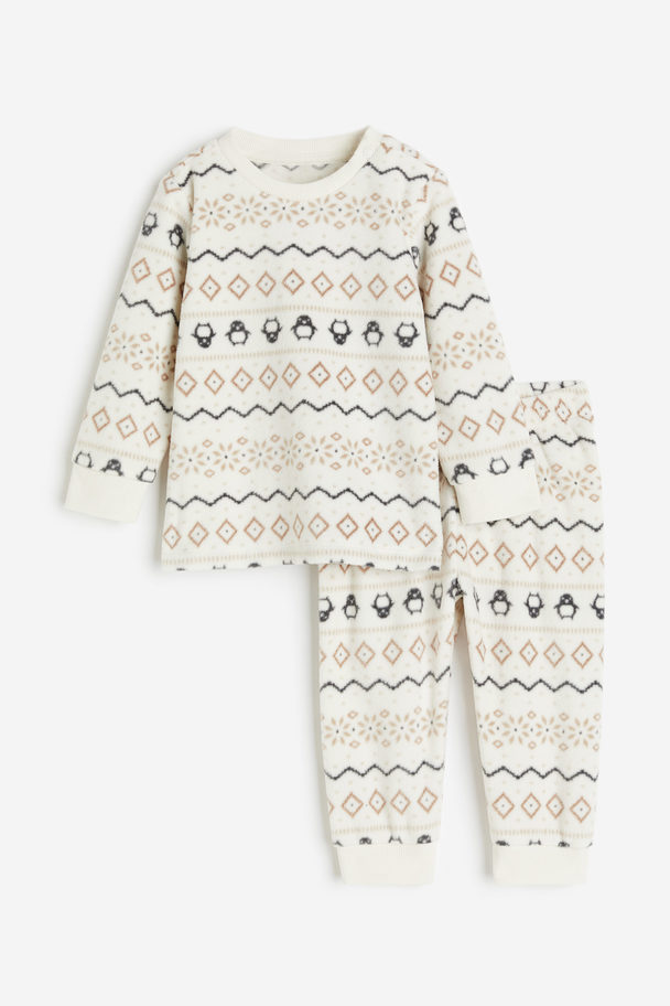 H&M Fleece Pyjamas White/patterned