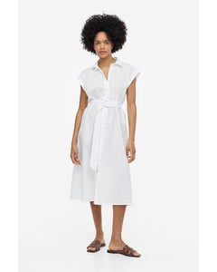 Blusenkleid mit Gürtel Weiß