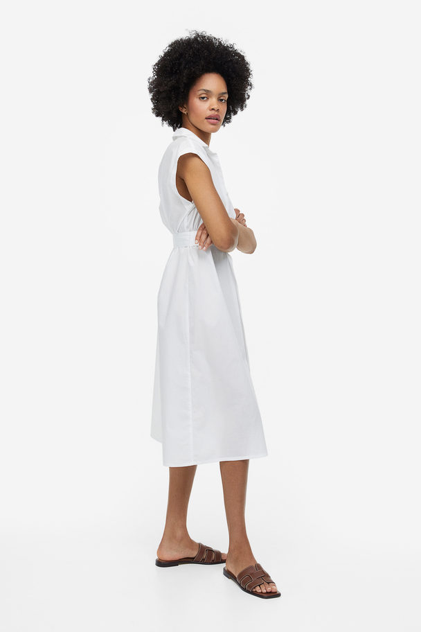 H&M Blusenkleid mit Gürtel Weiß