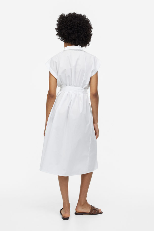 H&M Blusenkleid mit Gürtel Weiß