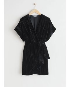 Velvet Wrap Dress Black