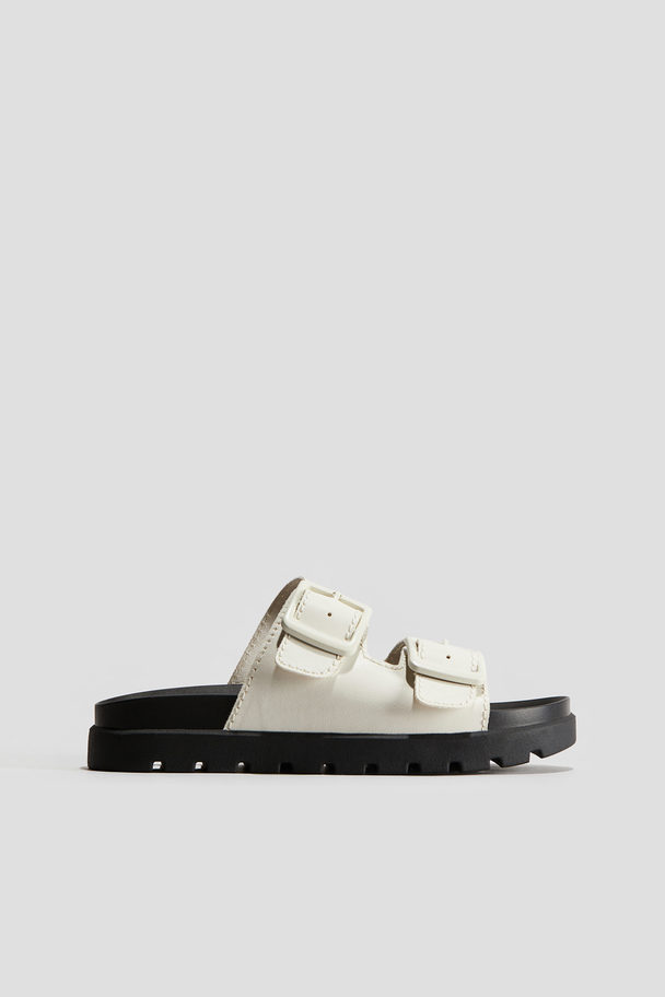 H&M Chunky Two-strap Sandals White/black