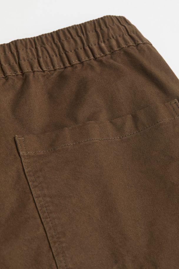 H&M Relaxed Fit Cotton Shorts Dark Khaki Green