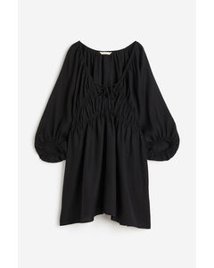 Oversized Lyocell-blend Dress Black