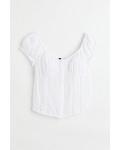 Lace-trimmed Crêpe Top White