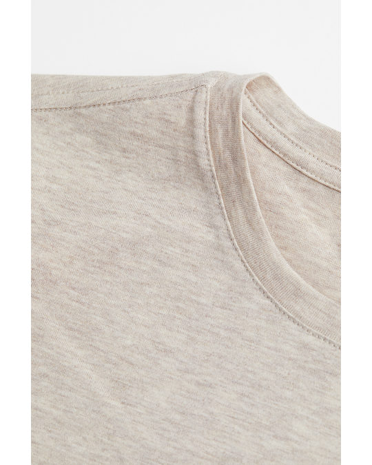 H&M Regular Fit Premium Cotton T-shirt Light Beige Marl