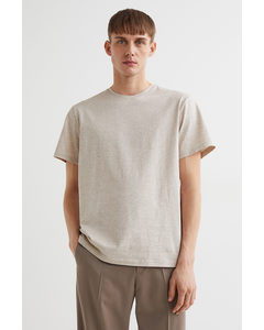 T-shirt Van Premium Cotton - Regular Fit Lichtbeige Gemêleerd