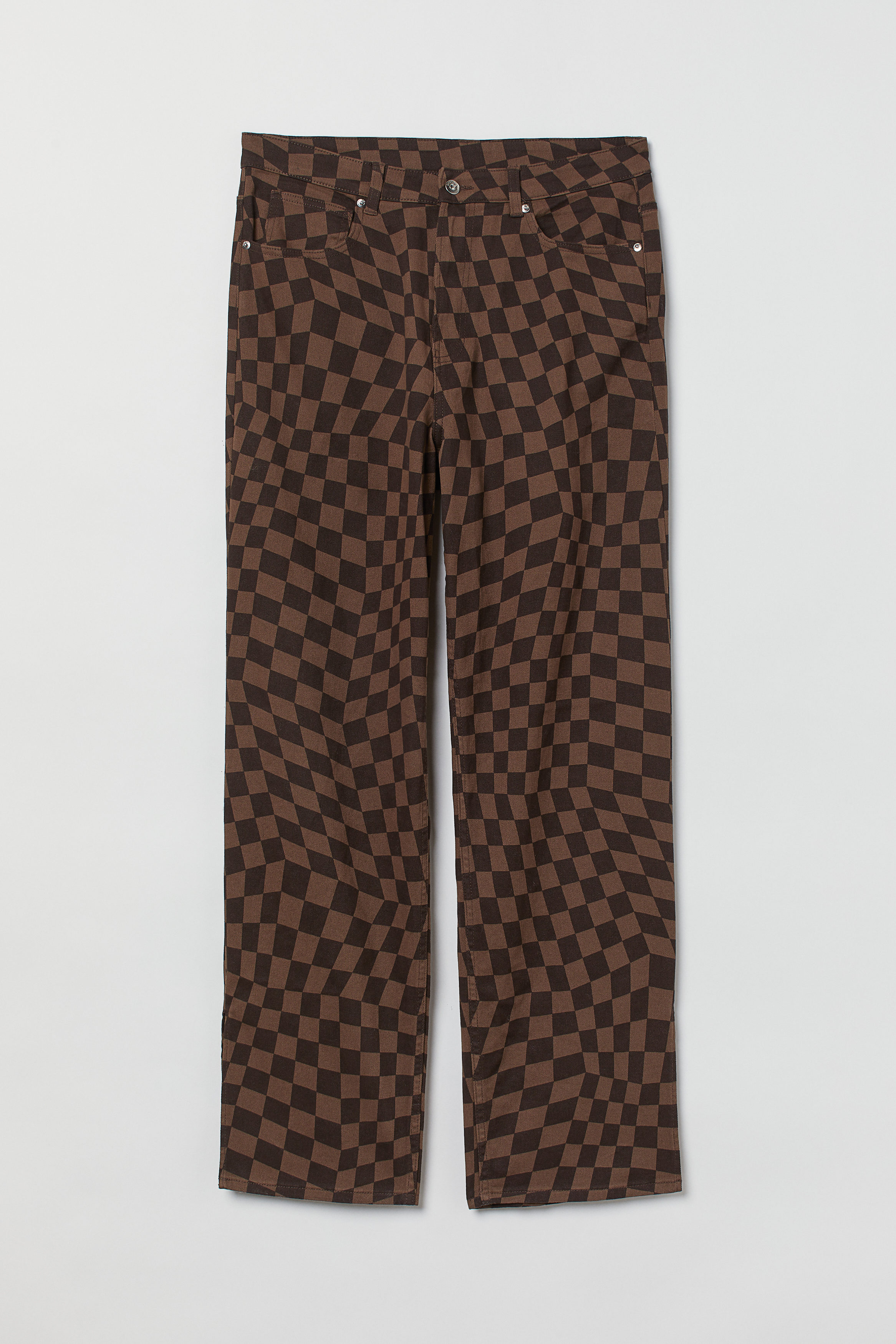 Billede af H&m+ 90s Straight High Waist Jeans Mørkebrun/sortternet, jeans. Farve: Dark brown/black checked I størrelse 4XL