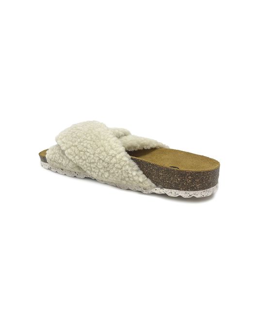  Cloud Curly-knitted Beige Fabric Slippers