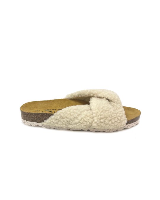  Cloud Curly-knitted Beige Fabric Slippers