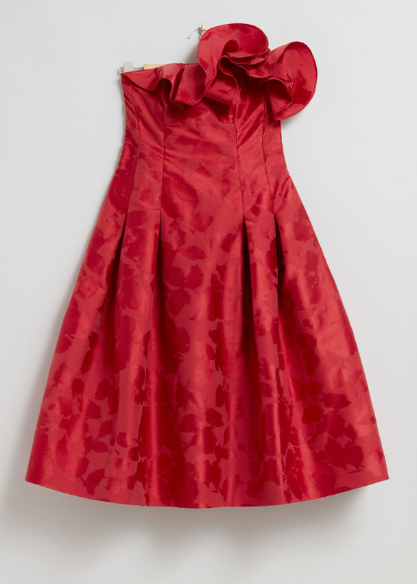 & Other Stories Sleeveless Ruffled Midi Dress Red
