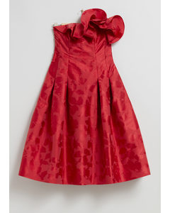 Ärmlös Midi-klänning Med Volang Röd