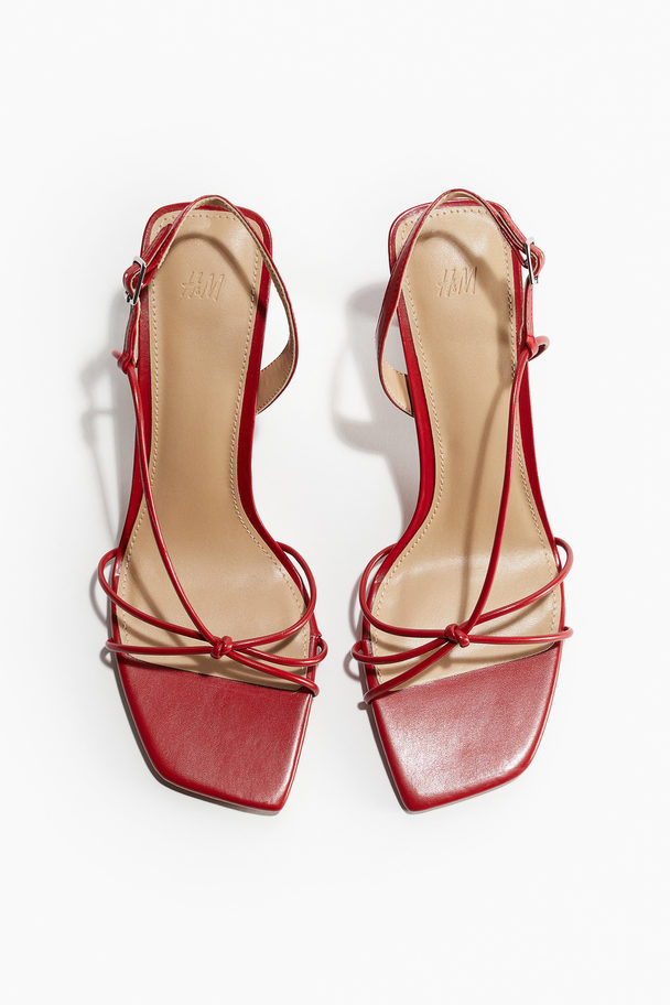 H&M Heeled Strappy Sandals Red