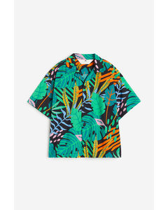 Printed Resort Shirt Green/tropical Leaves