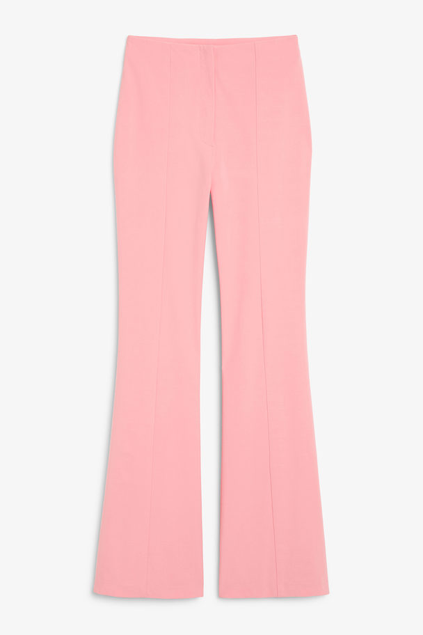Monki High-waist Flared Trousers Light Pink