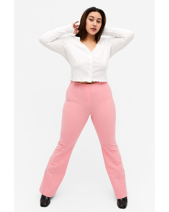 Monki High-waist Flared Trousers Light Pink