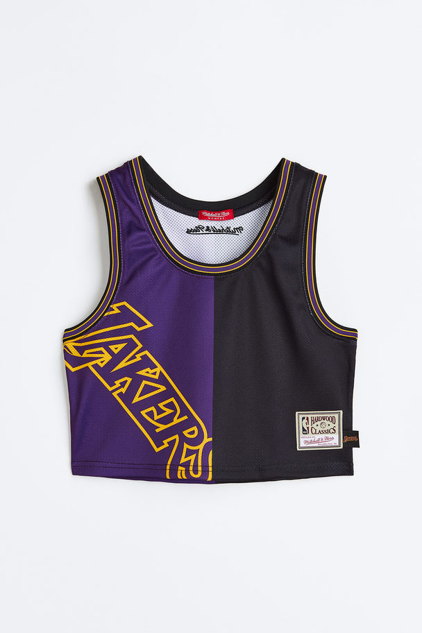 Mitchell & Ness Womens Big Face Crop Tank 5.0 - Los Angeles Lakers Purple