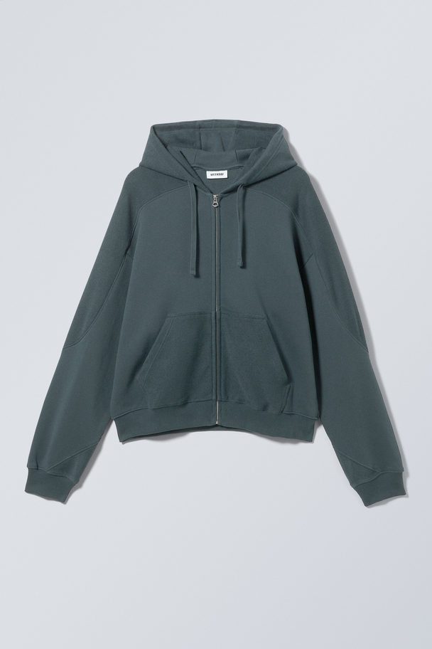 Weekday Craig Hoodie Met Rits Donker Petrol