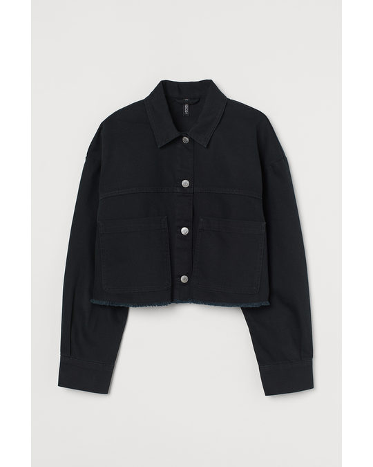 H&M Cropped Twill Jacket Black