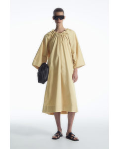 Oversized Cotton Midi Dress Beige
