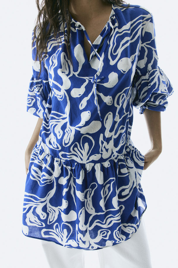 H&M Cotton Dress Blue/white Patterned