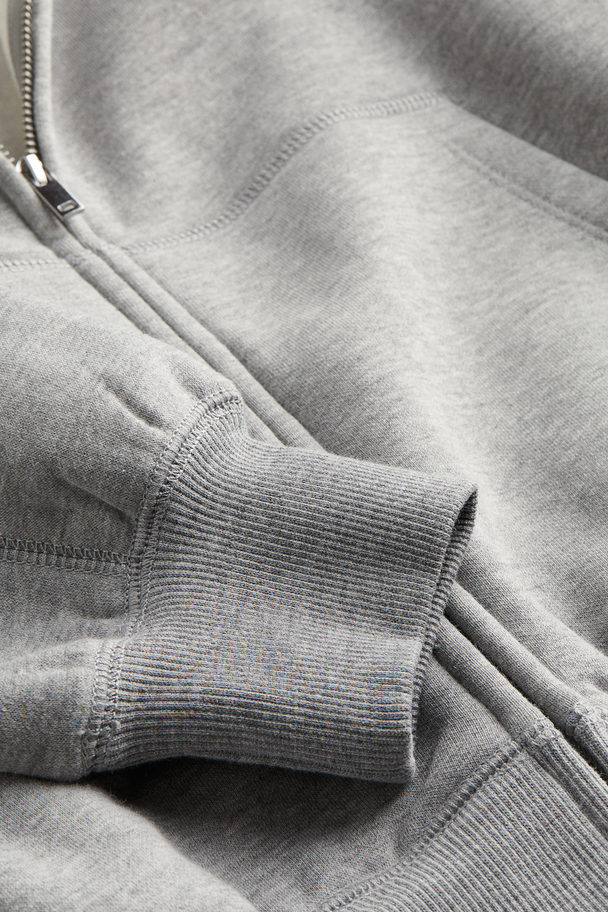H&M Oversized Zip-through Hoodie Light Grey Marl