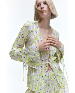 Sheer Blouse Light Yellow/floral