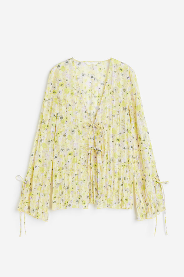 H&M Sheer Blouse Light Yellow/floral