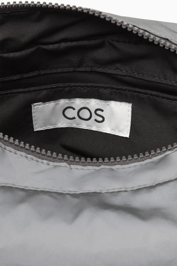 COS Reflective Crossbody Saddle Bag Silver