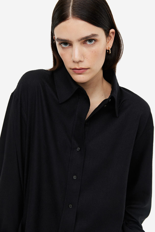 H&M Zijden Overhemdblouse Zwart