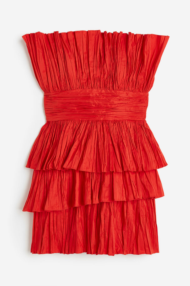 H&M Bandeau-Kleid mit Stufen Rot