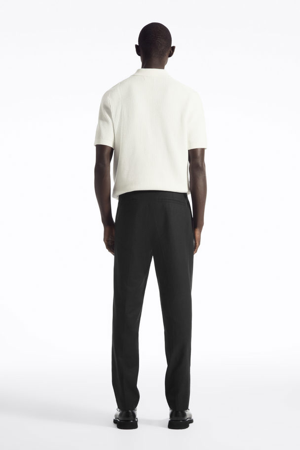 COS Tailored Twill Trousers - Straight Black