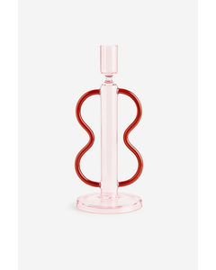 Kerzenhalter aus Glas Hellrosa/Rot