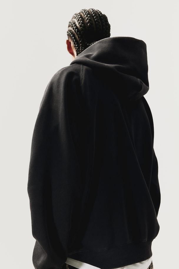 H&M Capuchonsweater Met Gewassen Look - Oversized Fit Zwart