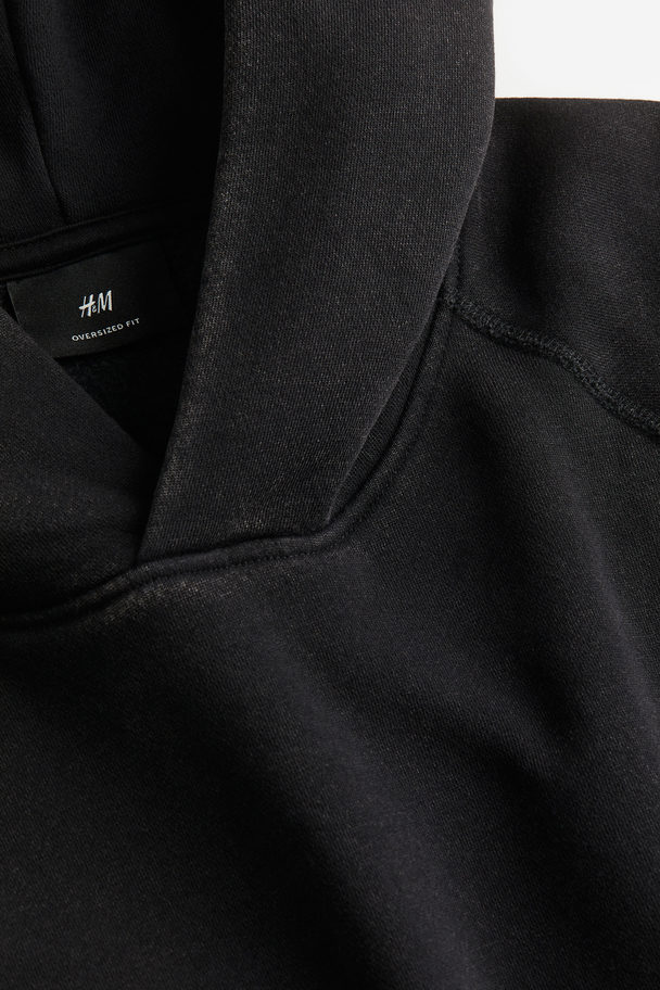 H&M Capuchonsweater Met Gewassen Look - Oversized Fit Zwart