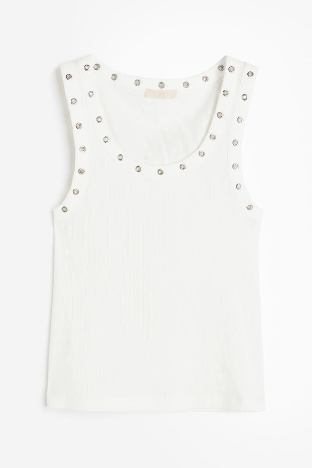 H&M Eyelet-detail Vest Top White
