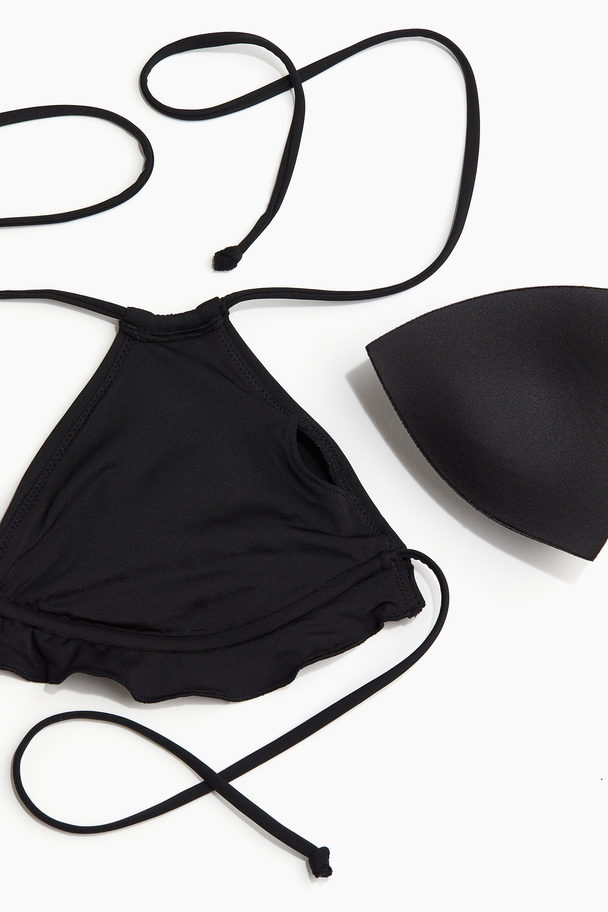 H&M Wattiertes Triangel-Bikinitop Schwarz