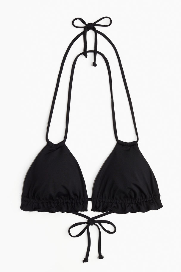 H&M Wattiertes Triangel-Bikinitop Schwarz