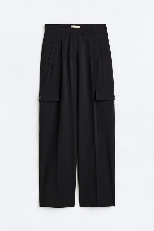 H&M Straight Cargo Trousers Black
