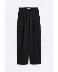 Straight Cargo Trousers Black