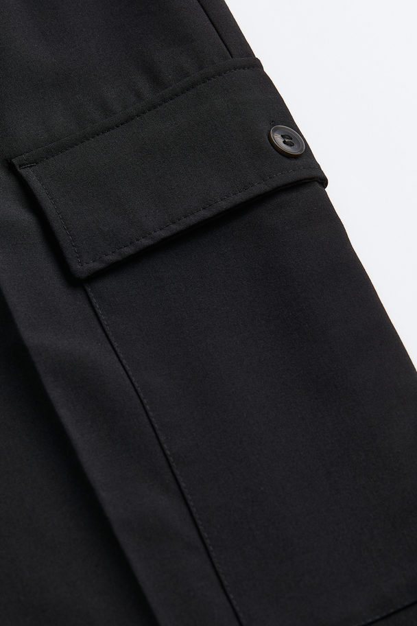 H&M Straight Cargo Trousers Black