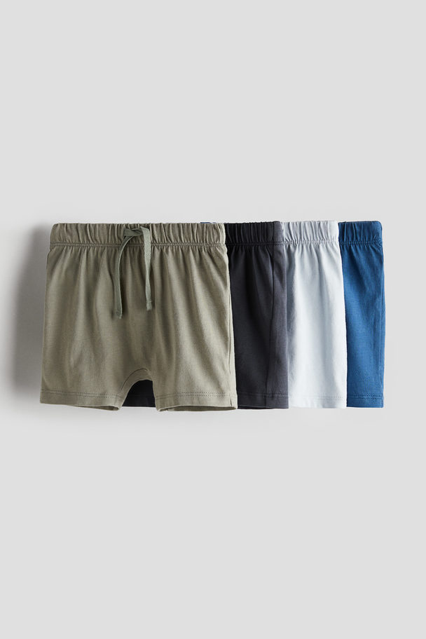 H&M 4-pak Shorts I Jersey Lys Kakigrøn/mørkegrå