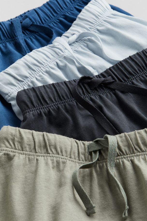H&M 4-pack Jersey Shorts Light Khaki Green/dark Grey