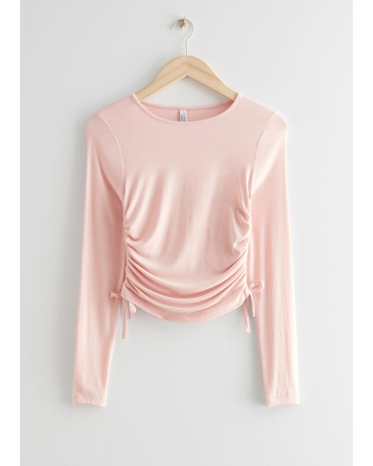 & Other Stories Fitted Ruched Top Light Pink